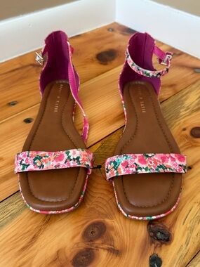 Floral Pink Ankle-Strap Sandals with Cushioned Footbed Kelly and Katie NWOT